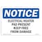 Signmission OSHA Notice Sign, 18" Height, Rigid Plastic, Electrical Heater Pad Present Keep Free Sign, Landscape OS-NS-P-1824-L-11656 - alternate 1